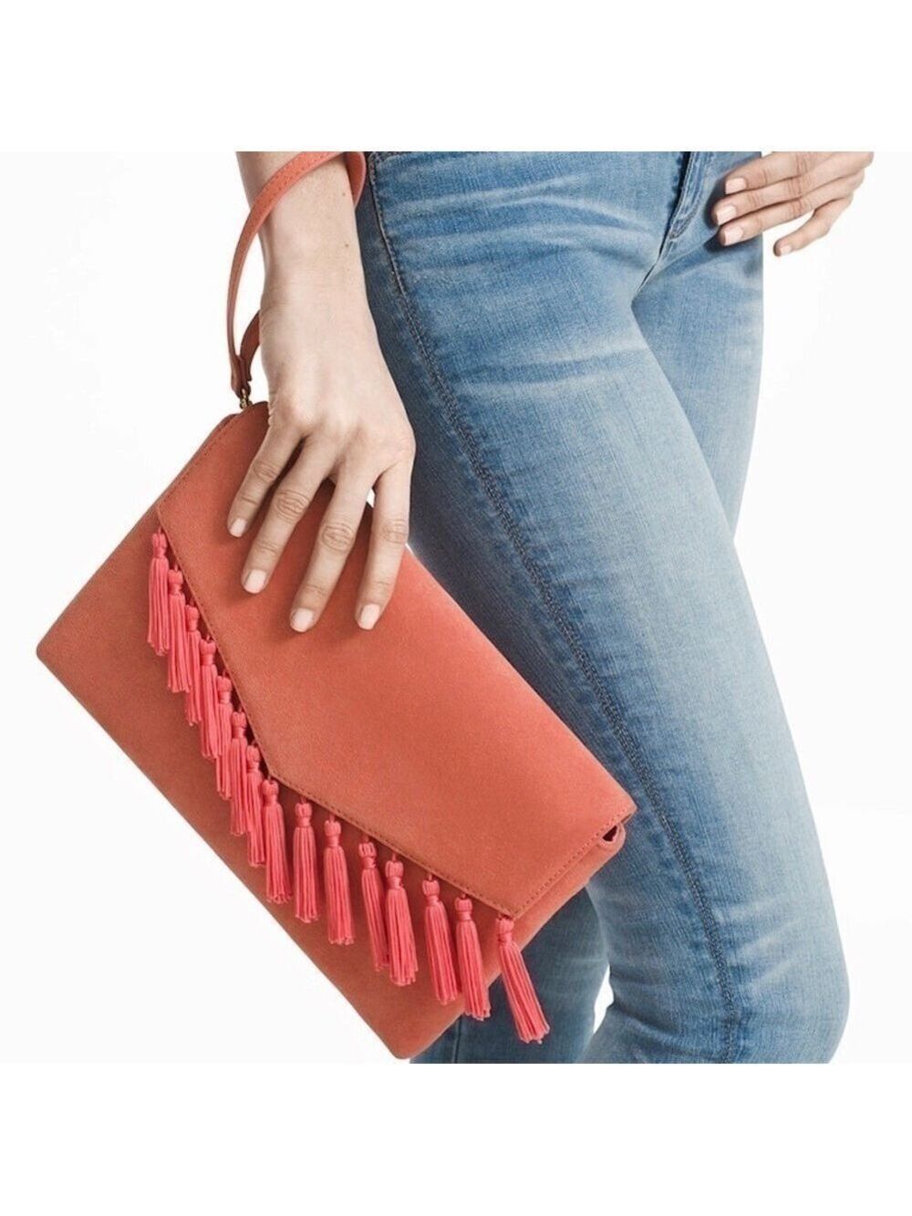 White House Black Market Tassel Clutch Bag - Picture 3 of 7